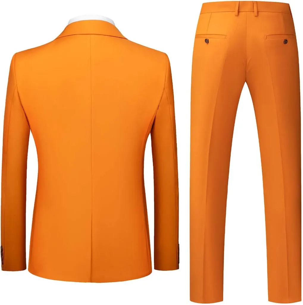 MOGU Mens Slim Fit Suit 2 Piece Tuxedo for Prom Business Wedding Dance (Suit Jacket Pants)