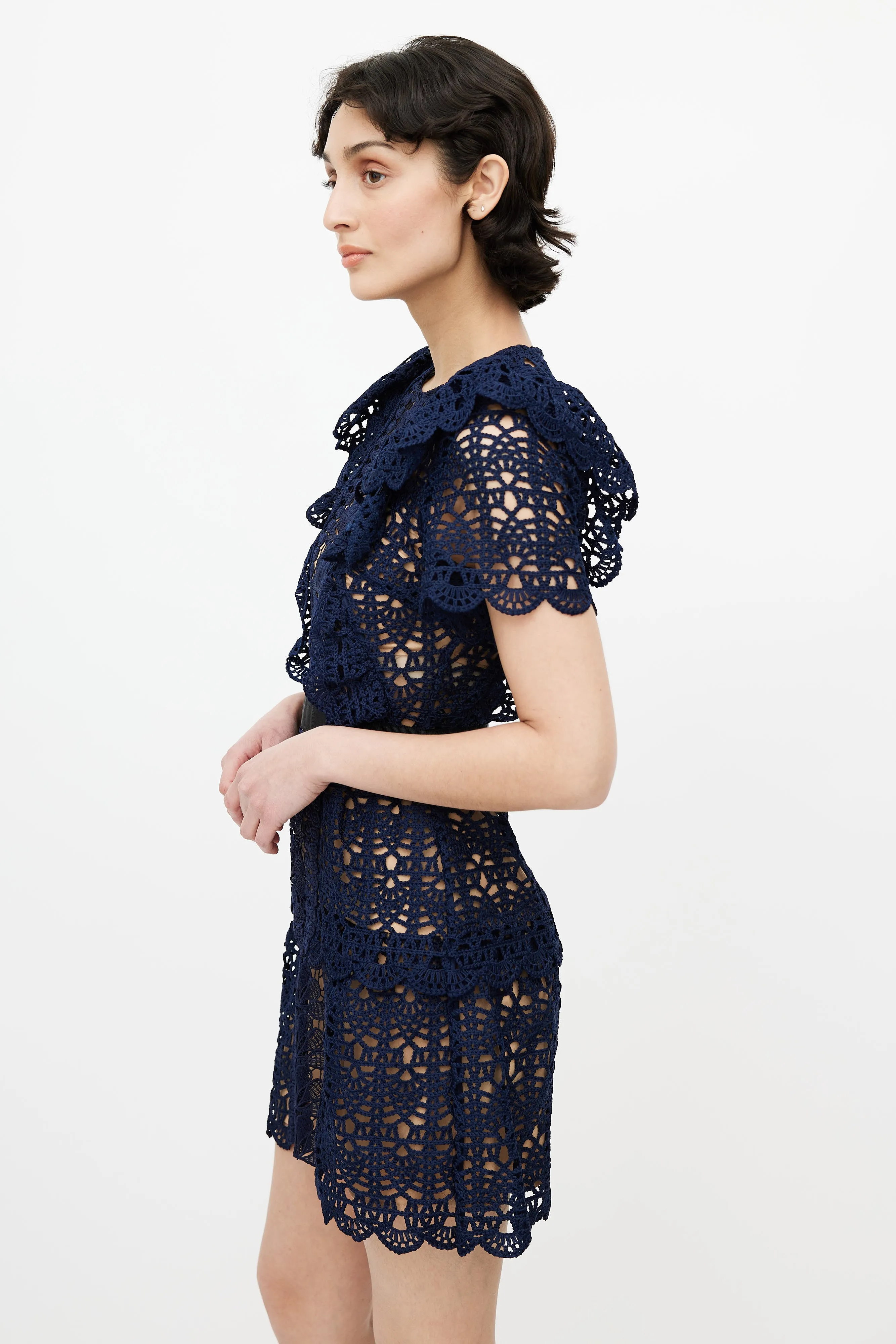 Navy Lace A-Line Dress