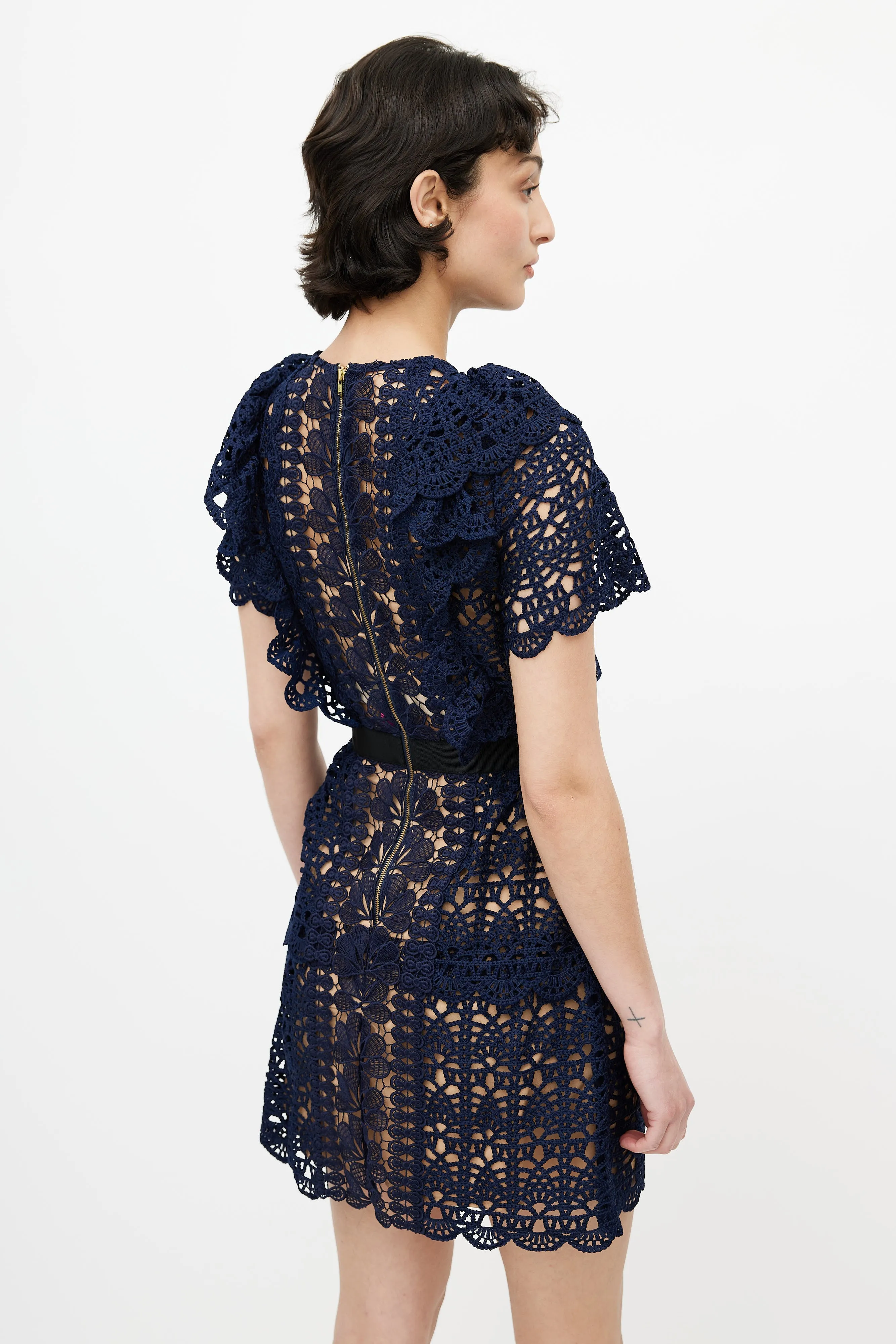 Navy Lace A-Line Dress