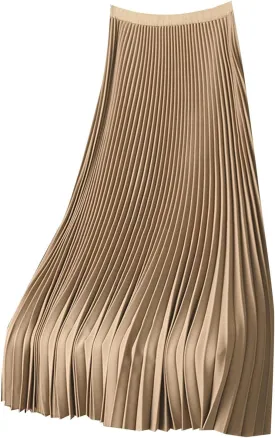 Plus Size Skirts for Women Elastic High Waist Soft Satin Flowy Party Metallic Shiny Accordion Pleated Midi Skirt