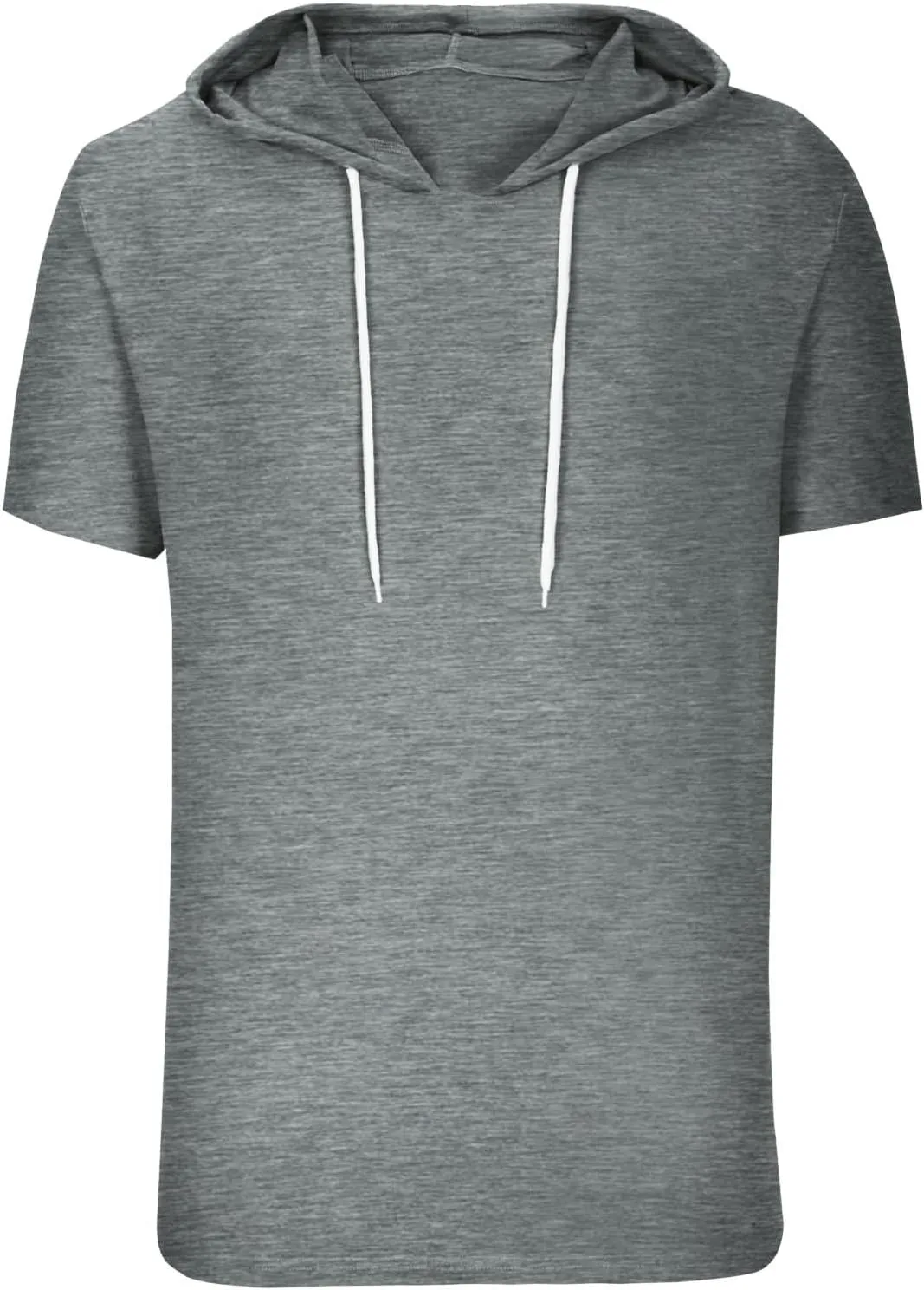 Short Sleeve Hoodies for Men Summer Athletic Loose Fit Stretch Drawstring T Shirt Lightweight Solid Color Pullover
