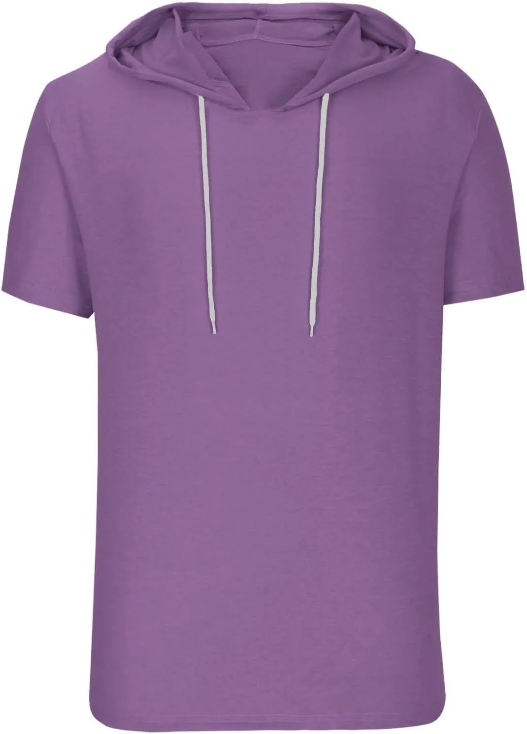 Short Sleeve Hoodies for Men Summer Athletic Loose Fit Stretch Drawstring T Shirt Lightweight Solid Color Pullover