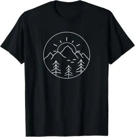 Sunset Mountain Nature Hiking Camping Outdoors Mountains T-Shirt