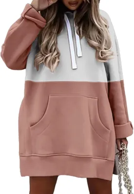 Syellowafter Women Oversized Hoodie Dress Pullover Winter Kangaroo Pocket Sweatshirt Fall Tops Casual Loungewear