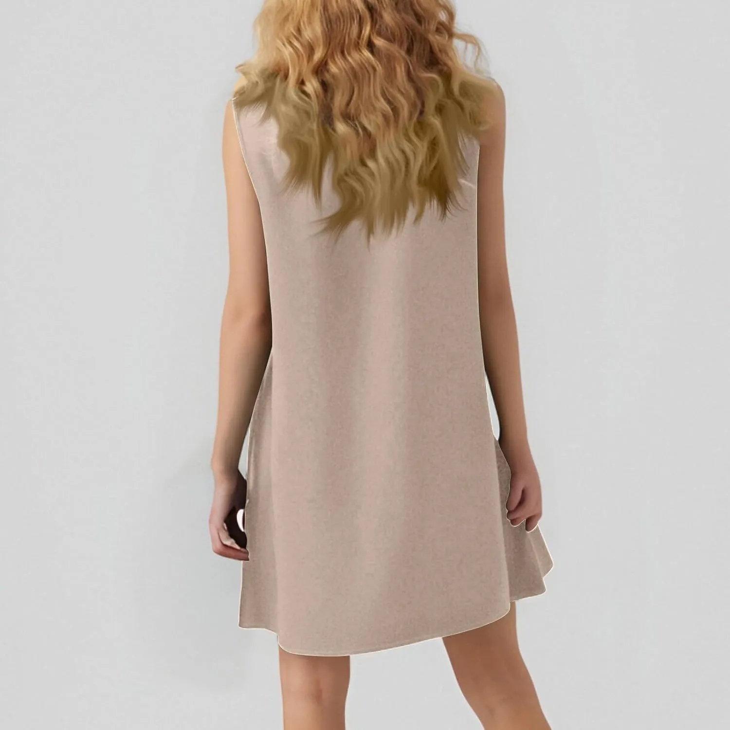 Tshirt Dress Women Summer Sleeveless Ruffle Hem Mini Dress Casual Crewneck T Shirt Dresses Plain Sundresses 2025