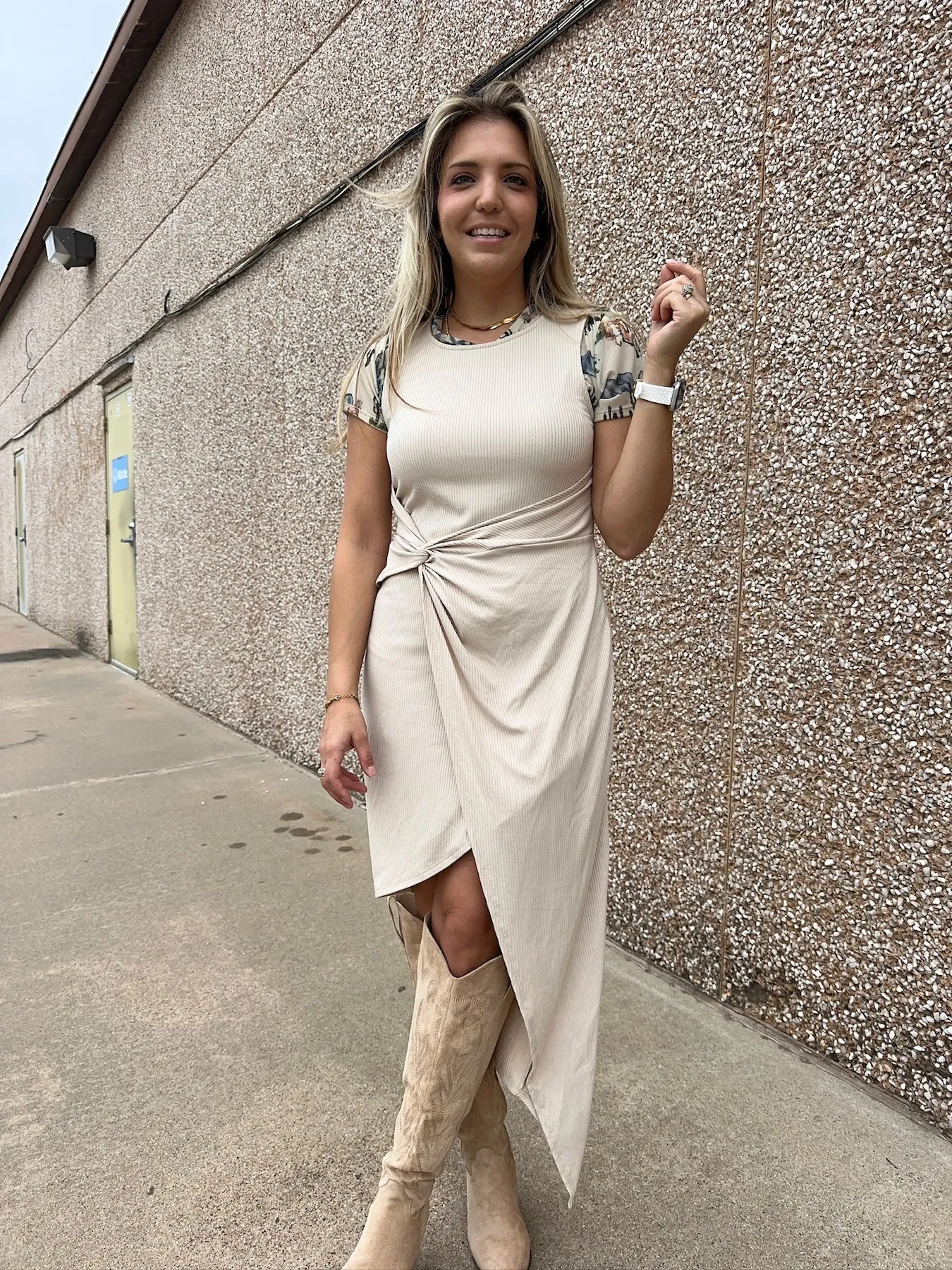 Twisted Wrap Sleeveless Asymmetrical Dress