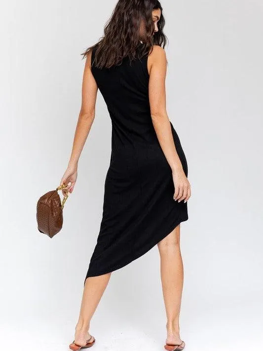 Twisted Wrap Sleeveless Asymmetrical Dress