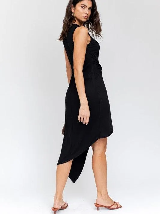 Twisted Wrap Sleeveless Asymmetrical Dress