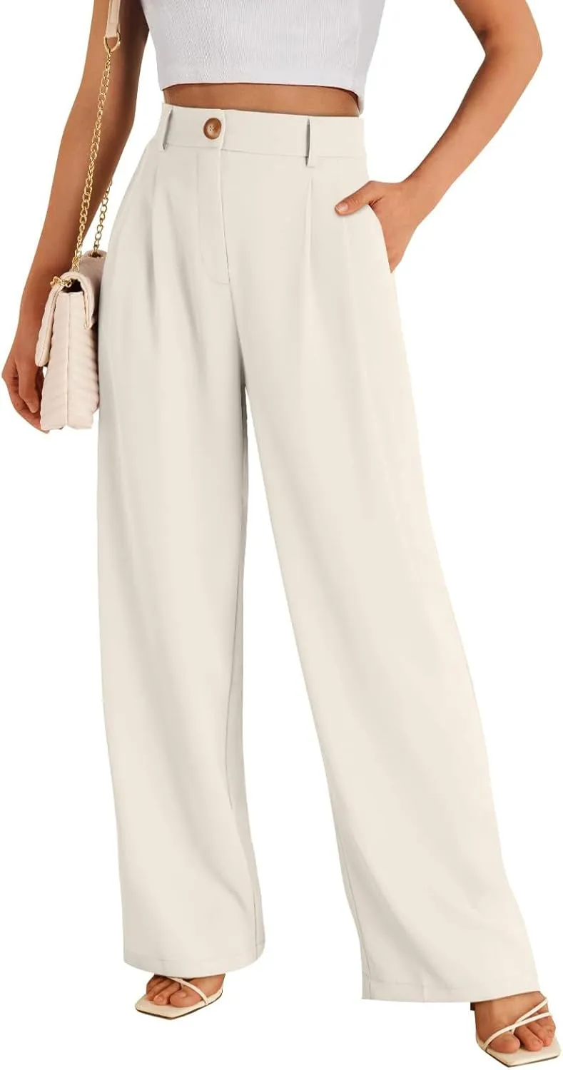 Wide Leg Dress Pants for Women Business Casual Work Trousers Long Straight Suit Pants High Waisted Slacks
