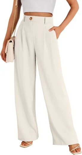 Wide Leg Dress Pants for Women Business Casual Work Trousers Long Straight Suit Pants High Waisted Slacks