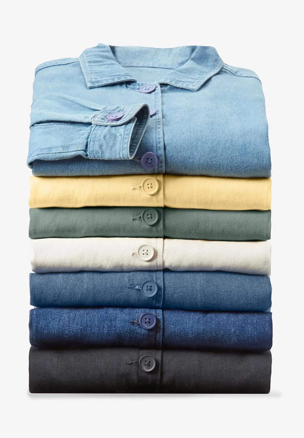 Woman Within Plus Size Pleat-Back Denim Jacket Long Oversized Jean Coat