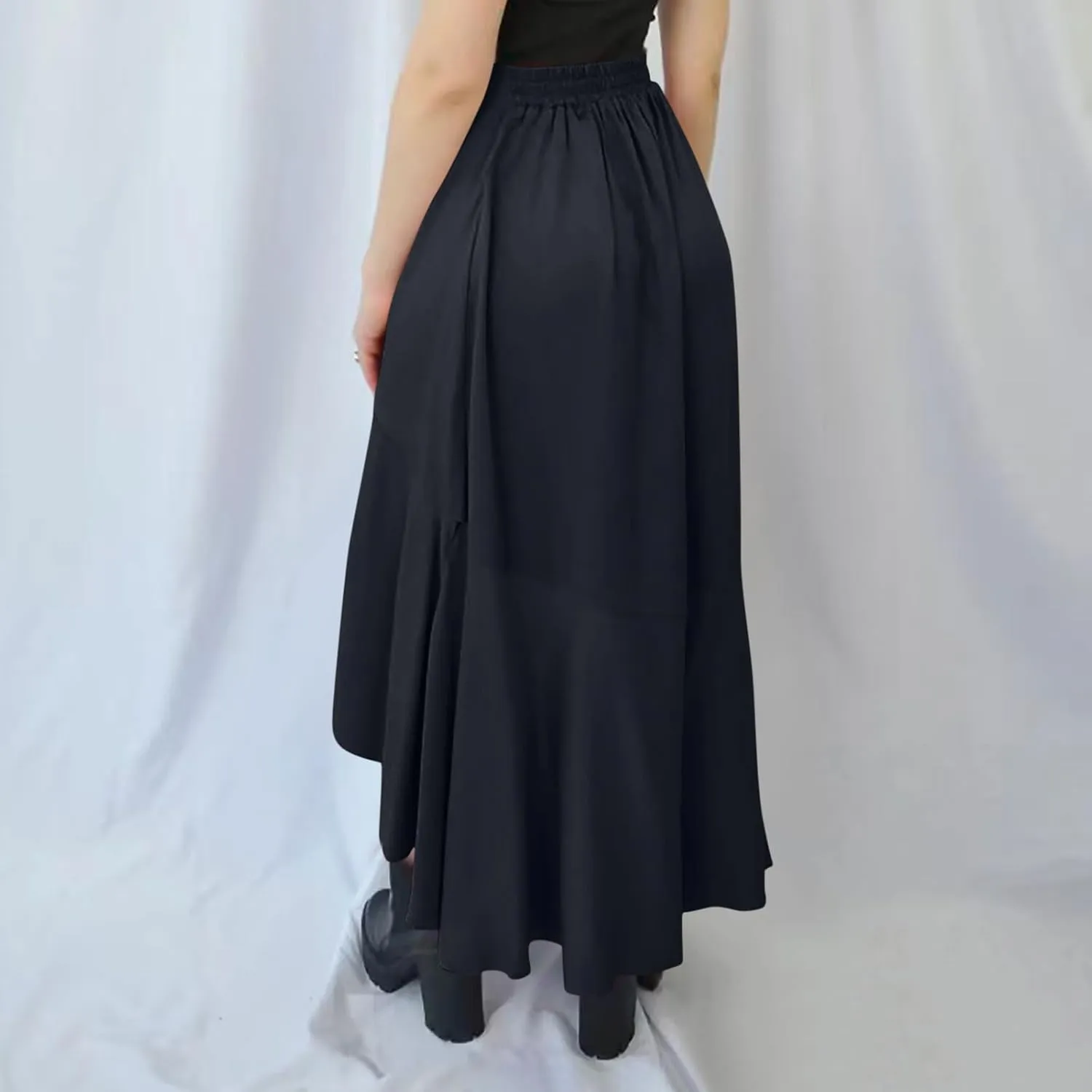 Women Ruffle Wrap Skirts Tie Waist High Low Asymmetrical Boho Midi Beach Skirt Flowy Summer Split Long Maxi Skirts