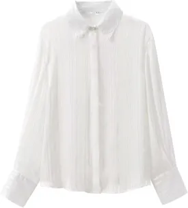 Women's Long Sleeve Button Down Shirt - Summer Essential Top