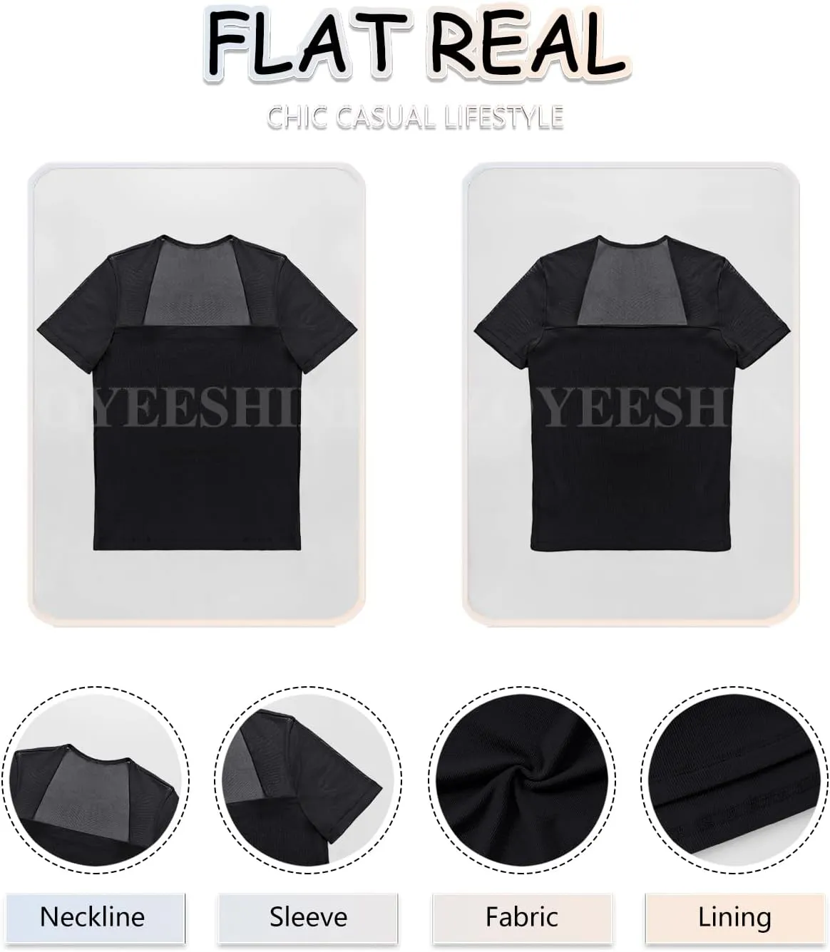 Women's Mesh Shoulder Transparent Casual Top Short Sleeved Tight Fitting Shirt Top Slim Fit Modified Abdominal Tops