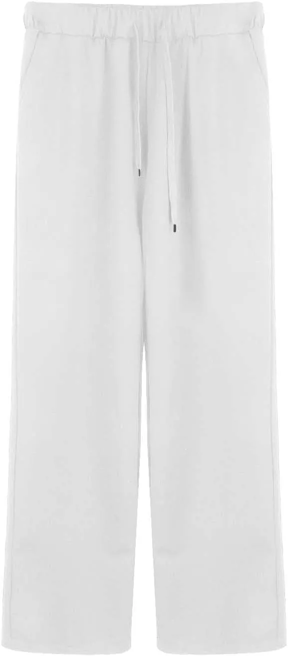 Women's Skin-Friendly Elastic High Waisted Drawstring Wide Leg Fray Hem Sweatpants