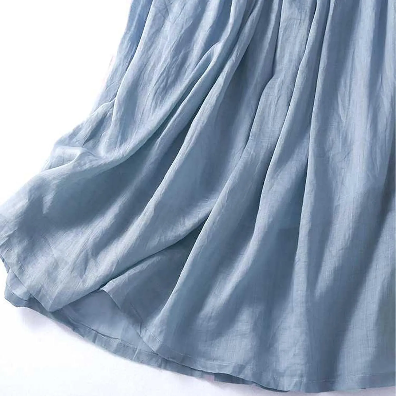 Women's Wrap Around A Line Linen Skirt with Pocket, Casual Tie Waist A-Line Long Flowy Soft Lightweight Beach Skirt Plus Size