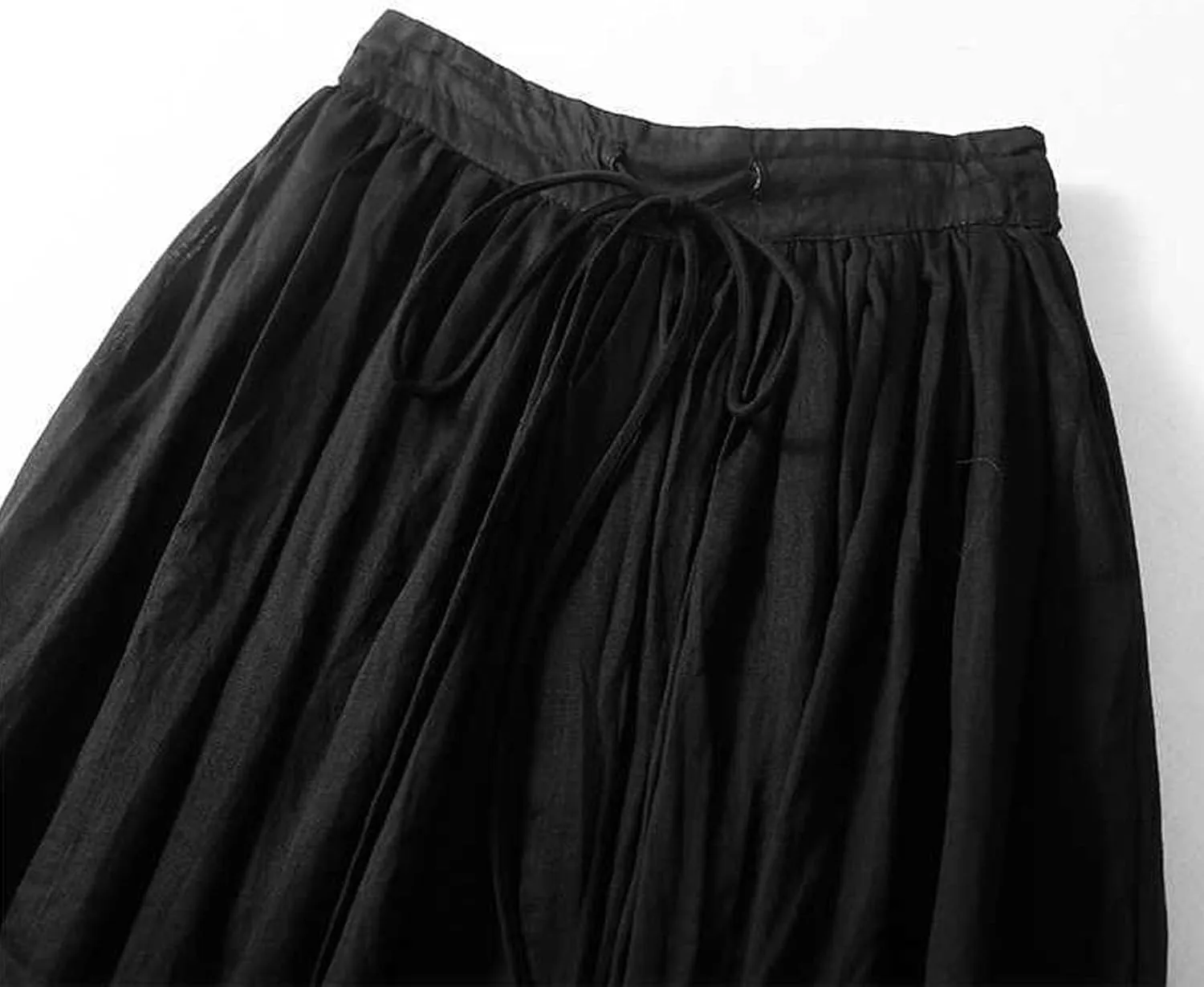 Women's Wrap Around A Line Linen Skirt with Pocket, Casual Tie Waist A-Line Long Flowy Soft Lightweight Beach Skirt Plus Size