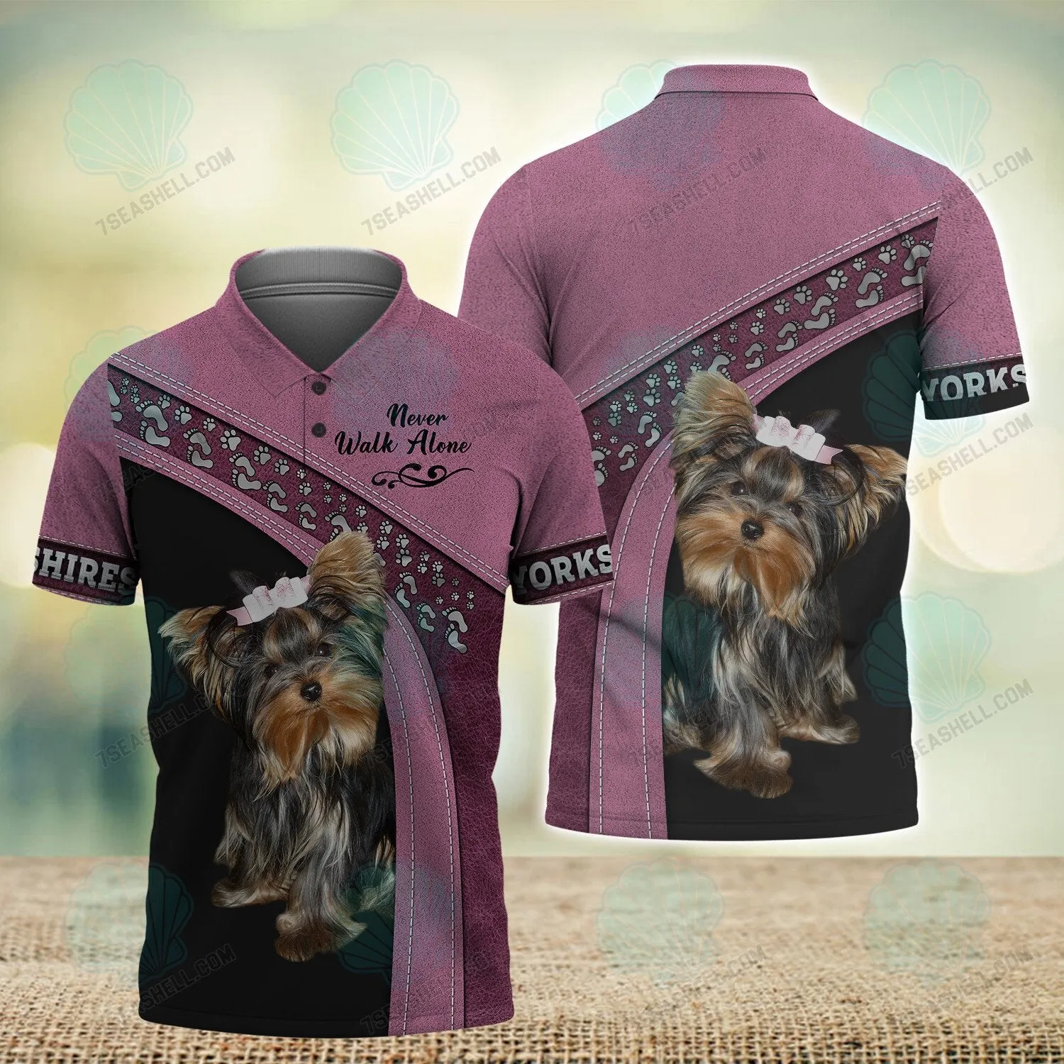Yorkshire Terrier Love Pink Never Walk Alone 3D Full Print Christmas Shirts