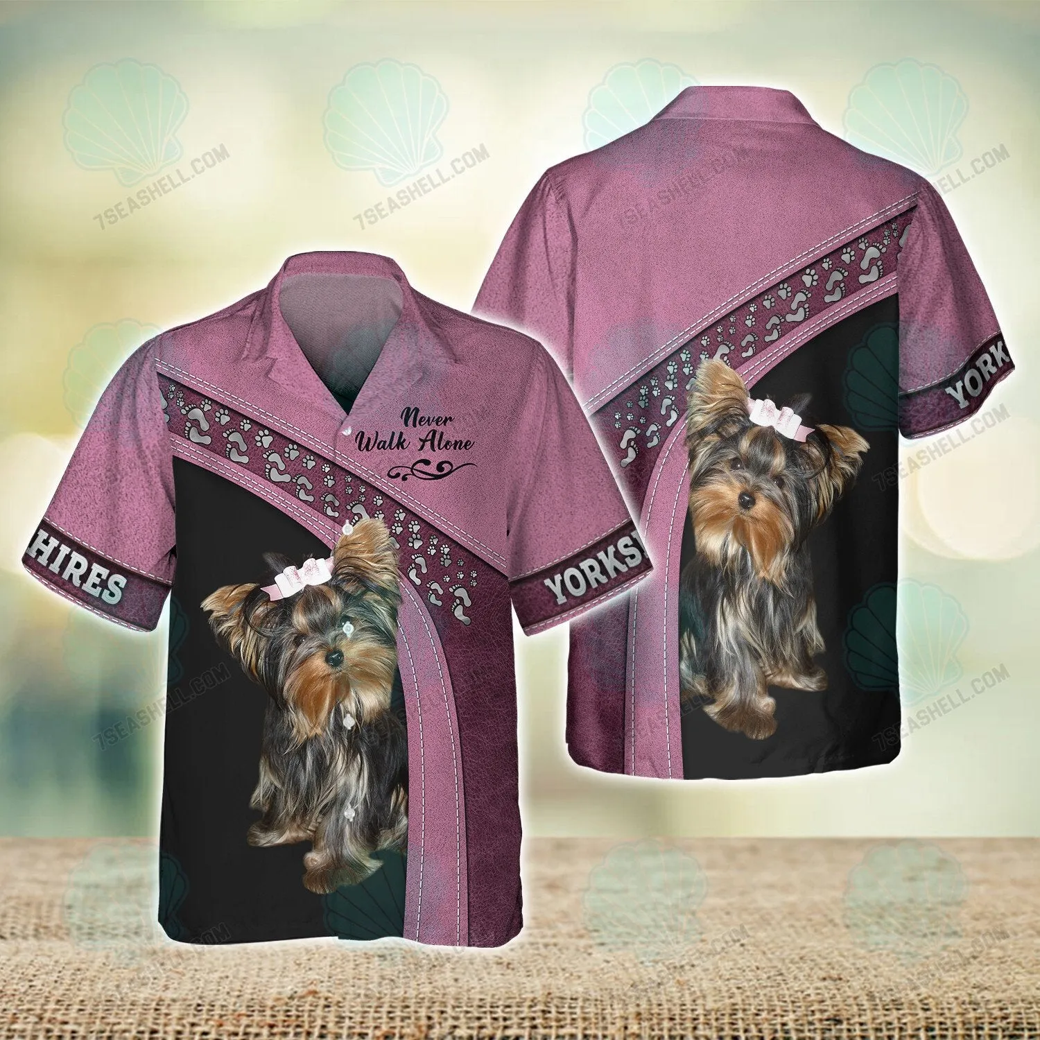 Yorkshire Terrier Love Pink Never Walk Alone 3D Full Print Christmas Shirts