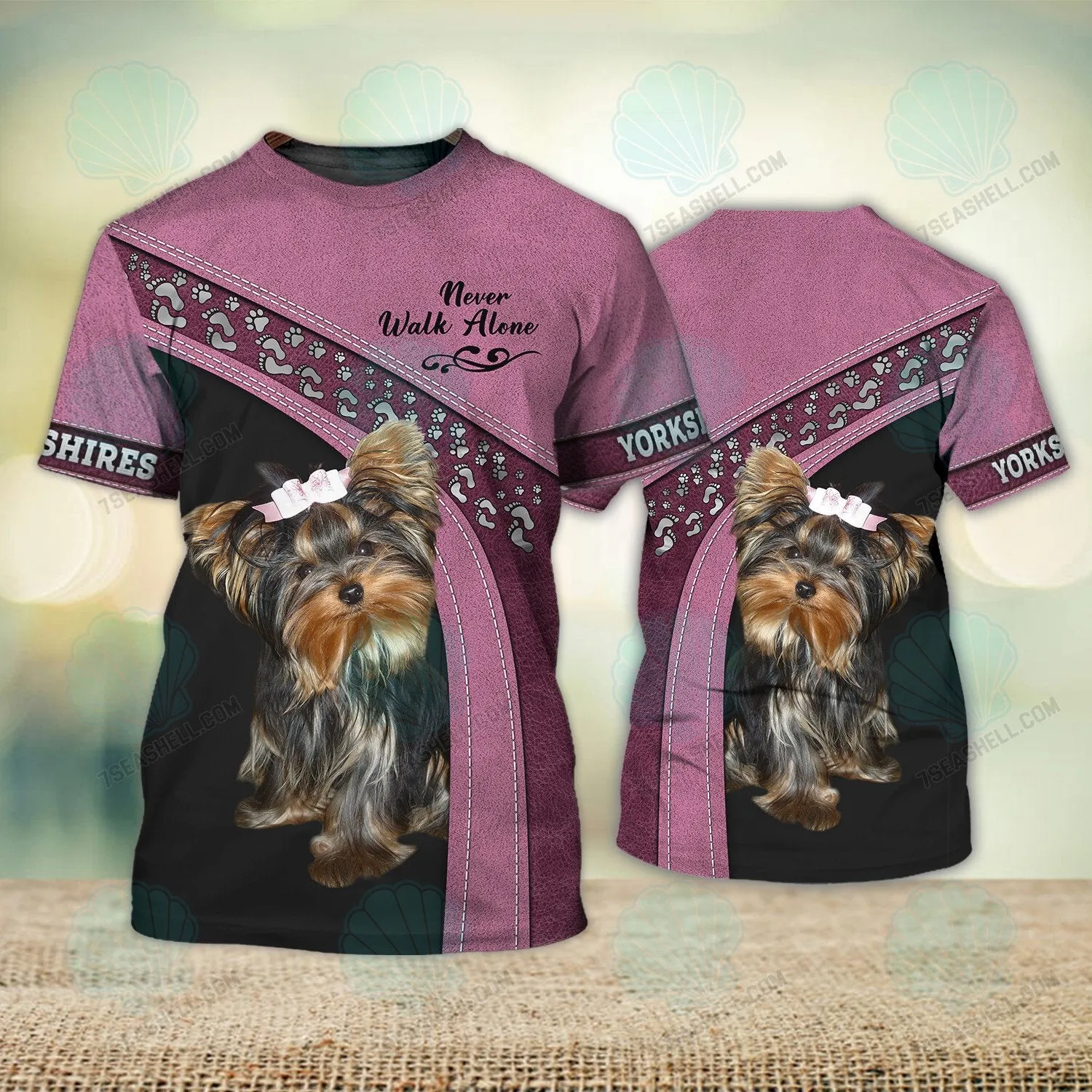 Yorkshire Terrier Love Pink Never Walk Alone 3D Full Print Christmas Shirts