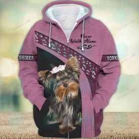 Yorkshire Terrier Love Pink Never Walk Alone 3D Full Print Christmas Shirts
