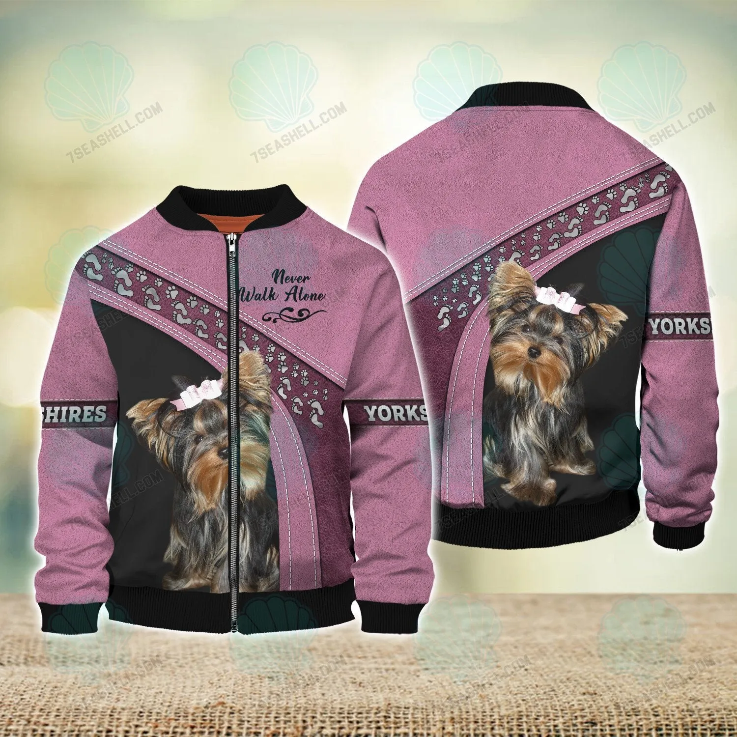 Yorkshire Terrier Love Pink Never Walk Alone 3D Full Print Christmas Shirts